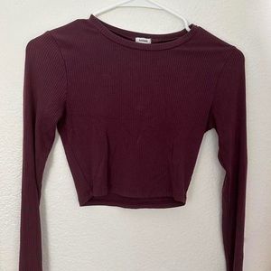 XS Garage Plum Burgundy Purple Crop Long Sleeve